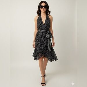 ESCADA 100% Silk Polka Dot Wrap Dress Y2K Vintage Size Eur 36